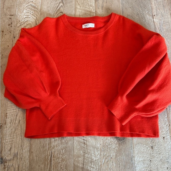 Oat New York Sweaters - Oat New York Orange Crewneck Puff-Sleeve Sweater S